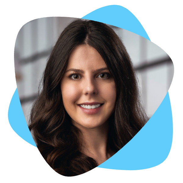 Heidi Vogt Headshot over Apex Digital Blob